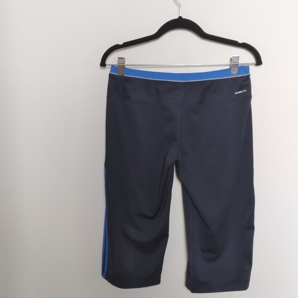 Adidas Black and Blue Three Stripe Climalite Men's Athletic Shorts Size Medium - Picture 2 of 7